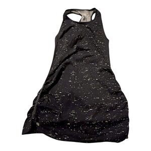 Like New Athleta Black Speckled Side Ruched Long Tank Medium